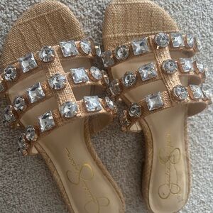 Jessica Simpson Beige Sandals with Sparkling Accents